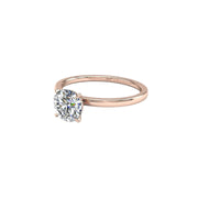 Solitaire bague diamant synthétique rond 1.00 carat or rose 14 carats Ely
